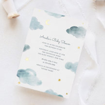 Blue and Gold Foil Sweet Dreams Baby shower Invite