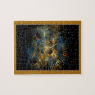 Blue and Gold Fractal Jigzaag Puzzle Legpuzzel