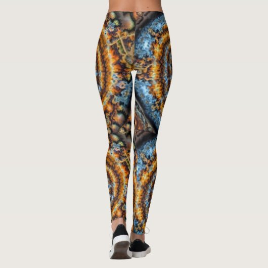 blue and gold fractal swirl leggings (Achterkant)