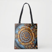 blue and gold fractal swirl tote bag (Voorkant)
