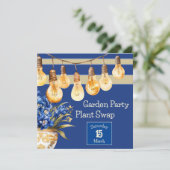 Blue and Gold Garden Party en Plant Swap Kaart (Staand voorkant)