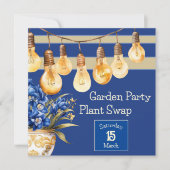Blue and Gold Garden Party en Plant Swap Kaart (Voorkant)