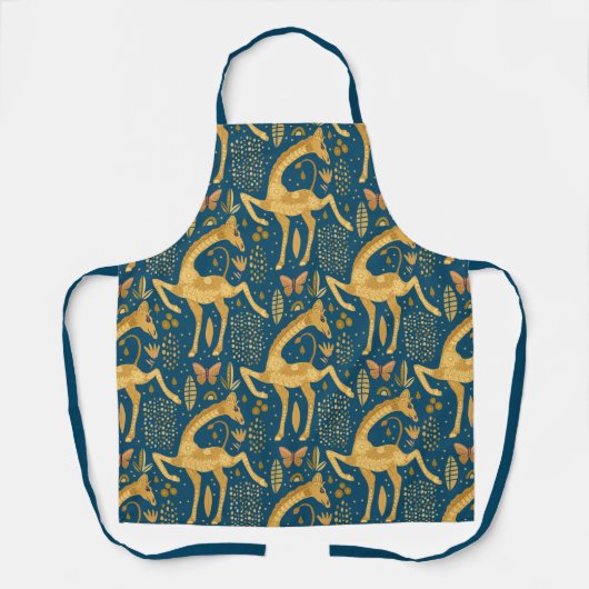 Blue and Gold Giraffe Boho Pattern Schort (Voorkant)