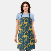 Blue and Gold Giraffe Boho Pattern Schort (Gedragen)