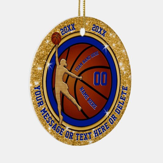 Blue and Gold Girls Basketball Team Gift Ideeën Keramisch Ornament (Rechts)