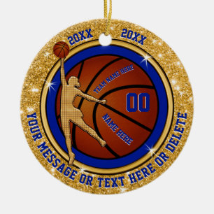 Blue and Gold Girls Basketball Team Gift Ideeën Keramisch Ornament