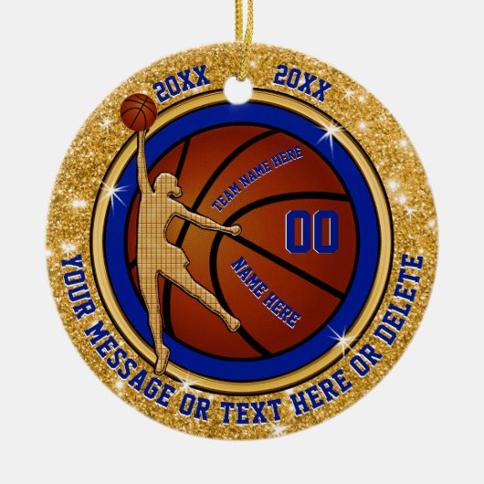 Blue and Gold Girls Basketball Team Gift Ideeën Keramisch Ornament (Voorkant)