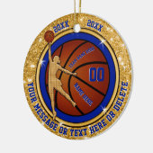 Blue and Gold Girls Basketball Team Gift Ideeën Keramisch Ornament (Links)