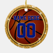 Blue and Gold Girls Basketball Team Gift Ideeën Keramisch Ornament (Achterkant)