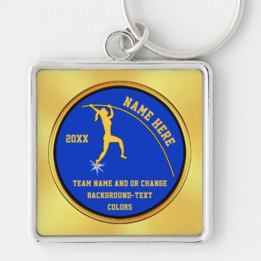 Blue and Gold GIRLS, Gifts for Pole Vaulters, Sleutelhanger (Voorkant)