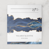 Blue and Gold Glitter Agate Wedding Place Card Plaatskaartje (Buitenkant ongevouwen)