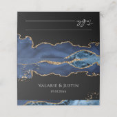 Blue and Gold Glitter Agate Wedding Place Card Plaatskaartje (Buitenkant ongevouwen)