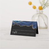 Blue and Gold Glitter Agate Wedding Place Card Plaatskaartje (Achterkant)