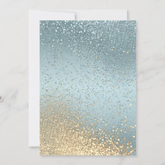 Blue and Gold Glitter Invitation Kaart (Achterkant)