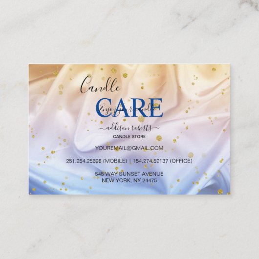 Blue and Gold Glitter Jewelry Care Visitekaartje (Achterkant)