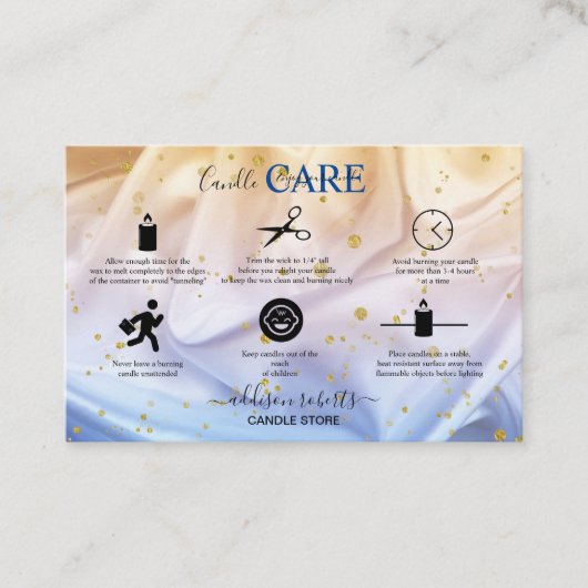 Blue and Gold Glitter Jewelry Care Visitekaartje (Voorkant)