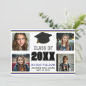 Blue and Gold Graduation  Announcement Aankondiging (Staand voorkant)