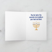 Blue and Gold Happy Hanukkah Feestdagen Kaart (Binnen)