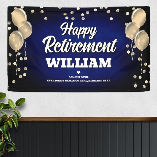 Blue and Gold Happy Retirement Spandoek