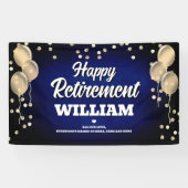 Blue and Gold Happy Retirement Spandoek (Horizontaal)
