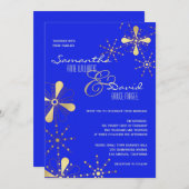 Blue and Gold Indian Geïnspireerd Wedding Kaart (Voorkant / Achterkant)