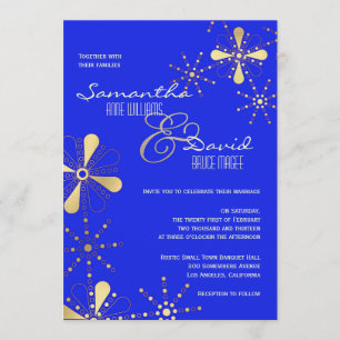 Blue and Gold Indian Geïnspireerd Wedding Kaart