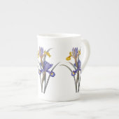 Blue and Gold Iris Redoute Bone China Mok (Voorkant rechts)