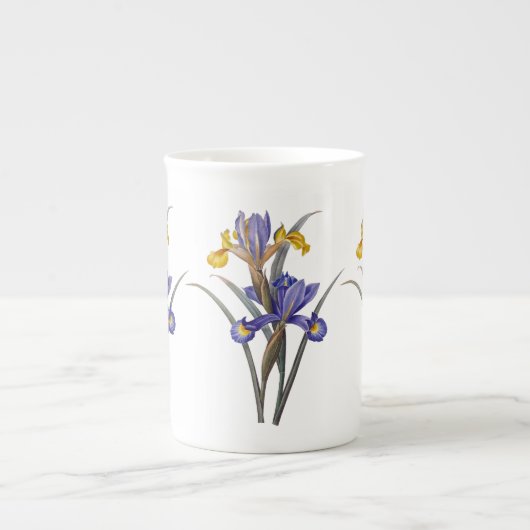 Blue and Gold Iris Redoute Bone China Mok (Voorkant)