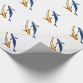 Blue and Gold Koi Fish Gift Wrap Cadeaupapier (Hoek)