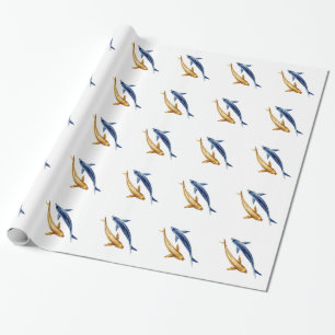 Blue and Gold Koi Fish Gift Wrap Cadeaupapier
