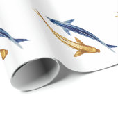 Blue and Gold Koi Fish Gift Wrap Cadeaupapier (Rol Hoek)