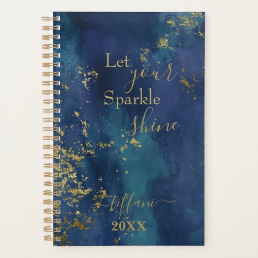 Blue and Gold Let Your Sparkle Shine Planner (Voorkant)