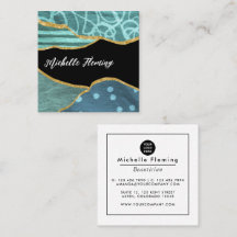 Blue and Gold Linen Fabric Denim Square Business S