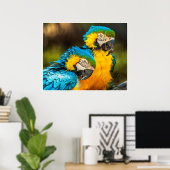 Blue and Gold Macaw Tropical Parrots Print Art (Thuiskantoor)
