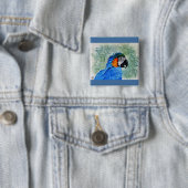Blue and Gold Macaw Vierkante Button 5,1 Cm (In situ)