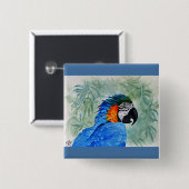 Blue and Gold Macaw Vierkante Button 5,1 Cm (Voorkant /achterkant)