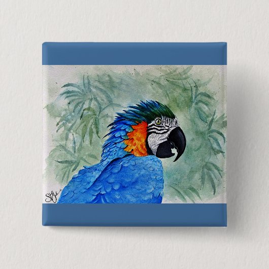 Blue and Gold Macaw Vierkante Button 5,1 Cm (Voorkant)