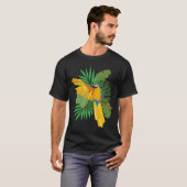 Blue and Gold macaw with leaves T-shirt (Voorkant volledig)