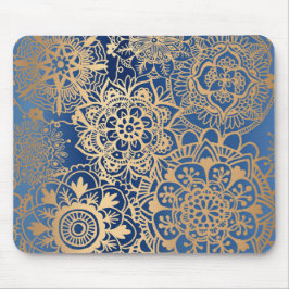 Blue and Gold Mandala Pattern Mousepad Muismat