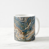 Blue and Gold Marble Swirl Pattern Coffee Mug Koffiemok (Voorkant rechts)