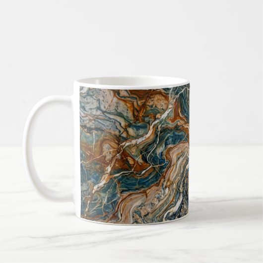 Blue and Gold Marble Swirl Pattern Coffee Mug Koffiemok (Links)