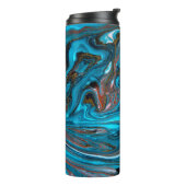 Blue and gold marbling pattern. Golden marble liqu Thermosbeker (Gedraaid links)