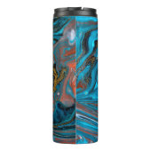 Blue and gold marbling pattern. Golden marble liqu Thermosbeker (Achterkant)