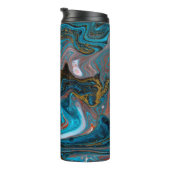 Blue and gold marbling pattern. Golden marble liqu Thermosbeker (Geroteerd rechts)