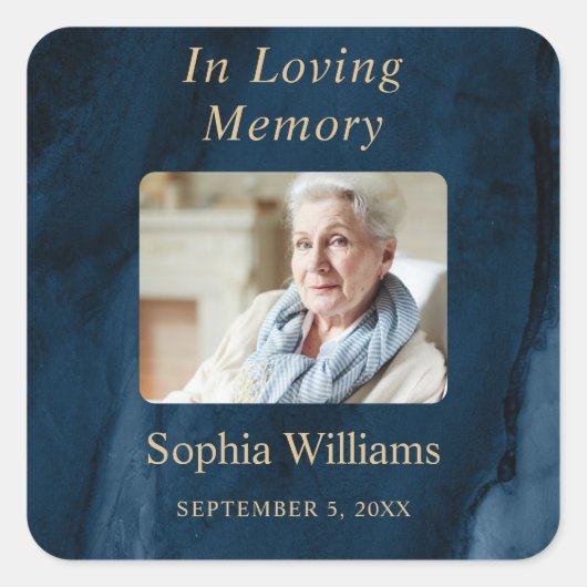 Blue and Gold Memorial Begrafenisplein Sticker (Voorkant)