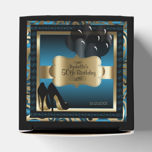 Blue and Gold Metallic - 00th Birthday | DIY-teks Bedankdoosjes (Bovenkant)