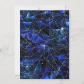 Blue and Gold Midnight Crystal Galaxy Quinceanera Kaart (Achterkant)