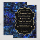 Blue and Gold Midnight Crystal Galaxy Quinceanera Kaart (Voorkant / Achterkant)