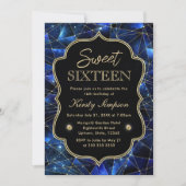 Blue and Gold Midnight Crystal Galaxy Sweet 16 Kaart (Voorkant)