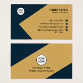 Blue and Gold Modern Corporate Business Card Visitekaartje (Voorkant /achterkant)
